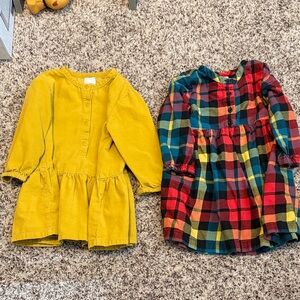 Hanna Andersson Yellow and Multicolor Plaid Kids Dresses